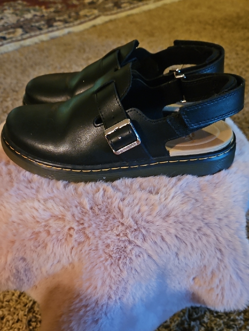 Dr.Martens Black Kids Leather Slingback Sandals with Buckle Sz4M